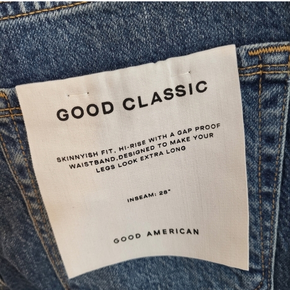 Good American Good Classic Raw Hem Jeans Blue Skinny High Rise 2 26 NWT - Picture 9 of 13